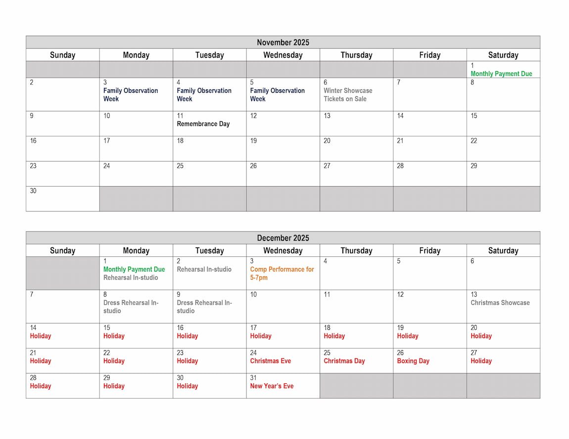 Dance Calendar