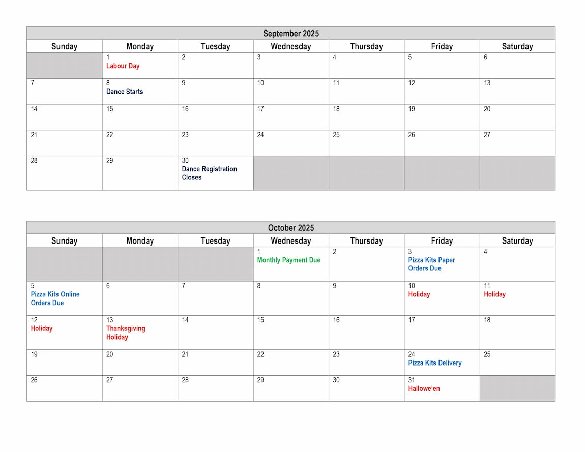 Dance Calendar